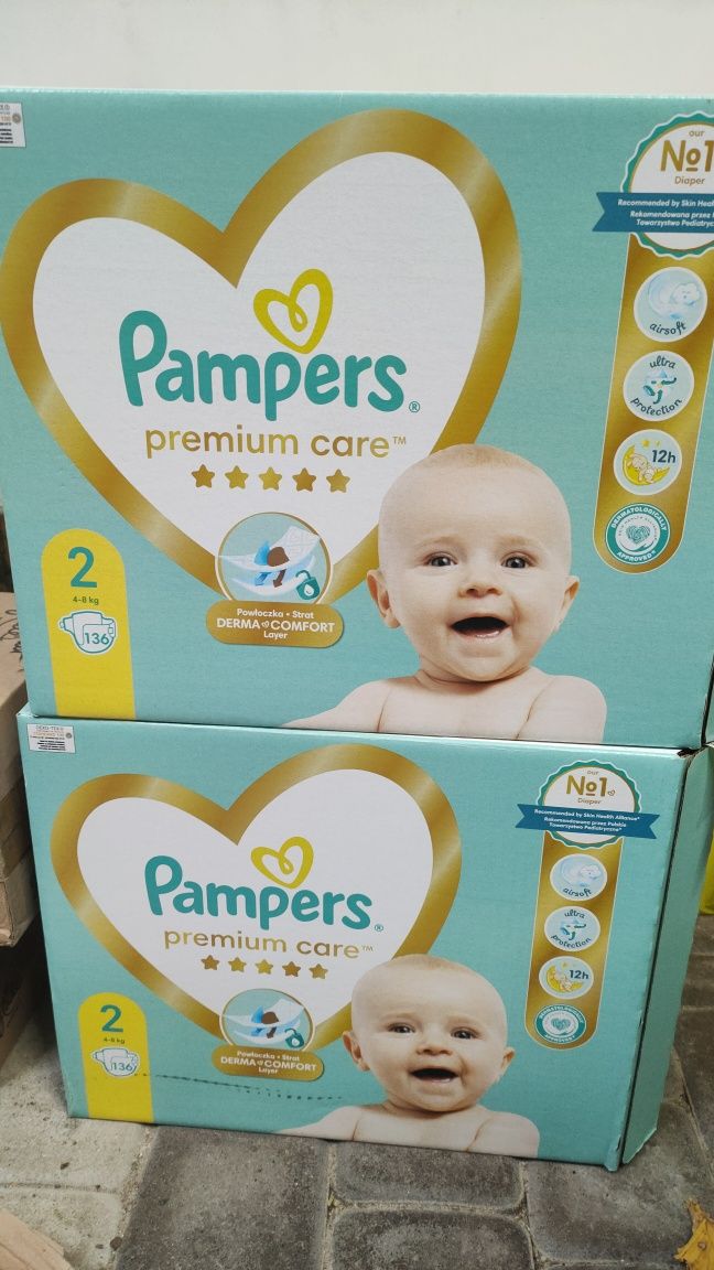 Pampers premium care 136шт розмір 2 підгузники