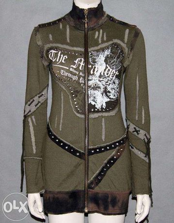 długa bluza salvage rock punk post apocalyptic zip zamek military S