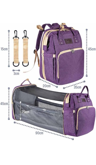 Mochila / Mala Maternidade e berço 2 em 1 para bebé