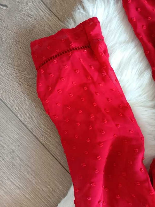 czerwona, elegancka bluzka z gipiurą S M