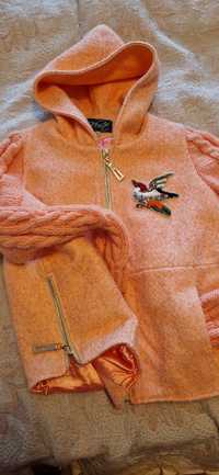 Пальто бочонок персиковое