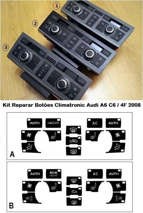 Kit Vinil Reparar Botões Interior Audi A4 B6 / B7