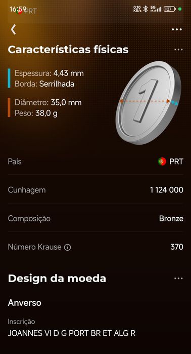 Moeda antiga de 1825