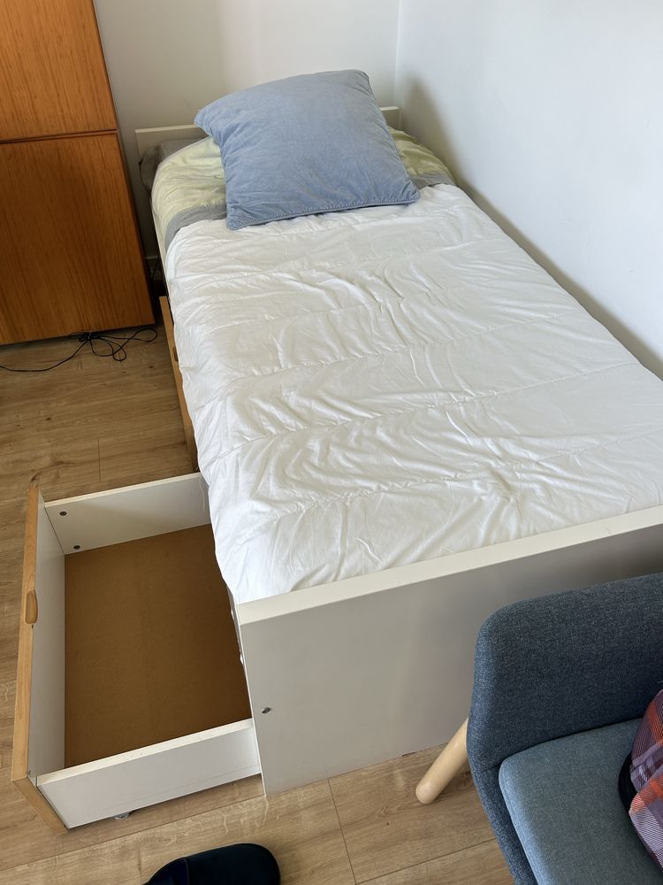 Cama individual Brekke ikea com 3 gavetões