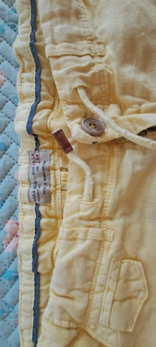 Calções em linho amarelo, Zara, tam 13 anos