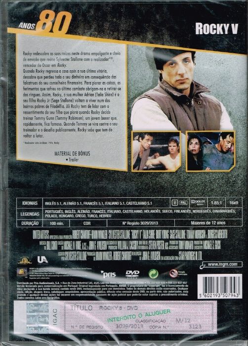 Filme em DVD: Rocky V - NOVO! A Estrear! Selado!