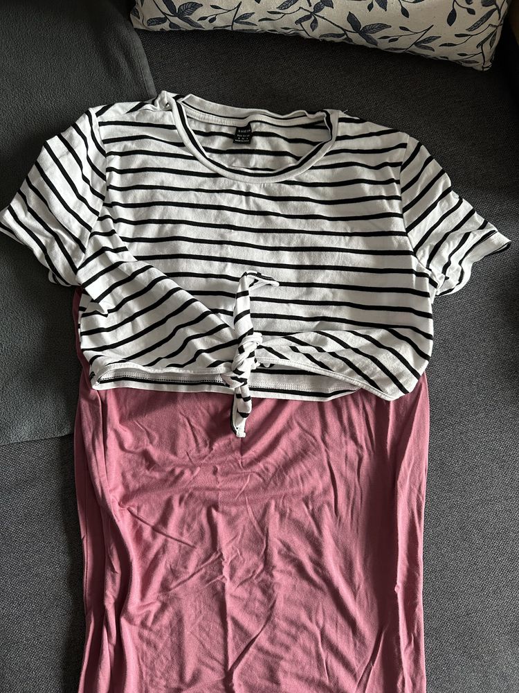Komplet ciążowy bluzka / top w paski + spódnica nowy S