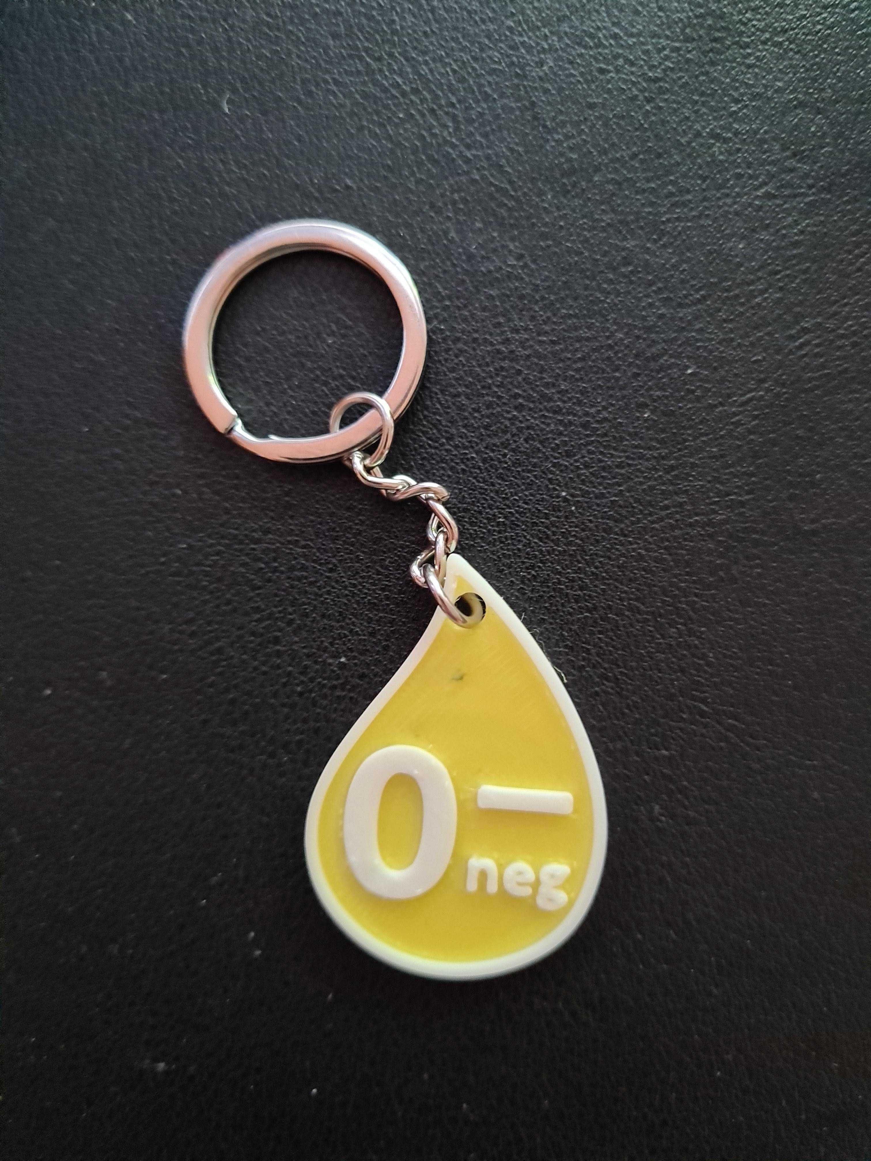 Porta chaves com Identificação do Tipo Sanguíneo e Etiqueta NFC