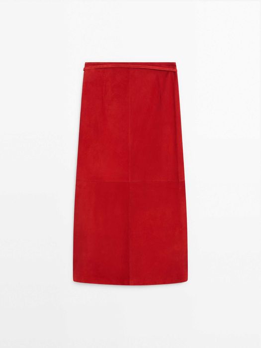 Нова! Розкішна шкіряна замшева спідниця-парео Massimo Dutti