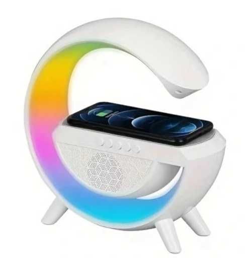 4w1 Lampka RGB LED głośnik Bluetooth ładowarka indukcyjna QI radio