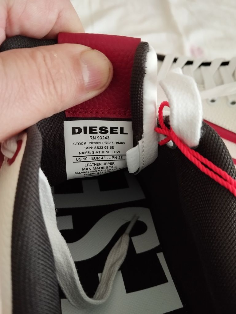 Diesel 28cm/43 nowe białe buty męskie skóra sneakers trzewiki adidasy