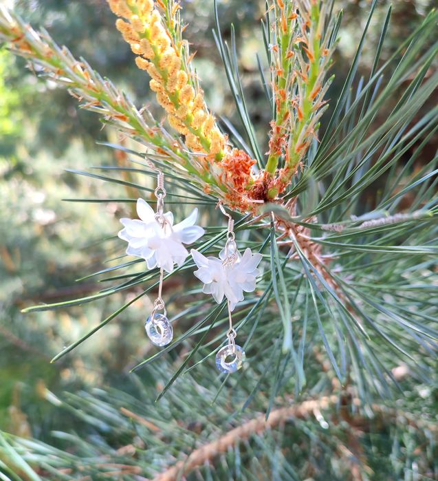 Kolczyki białe ślub wesele