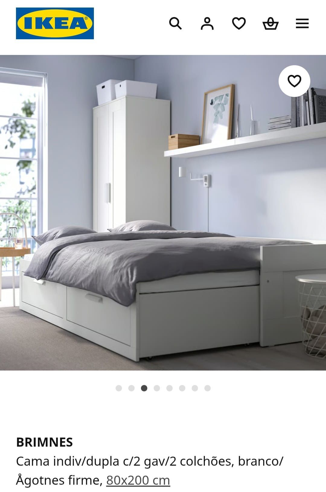 Cama Ikea Brimnes com 2 colchões