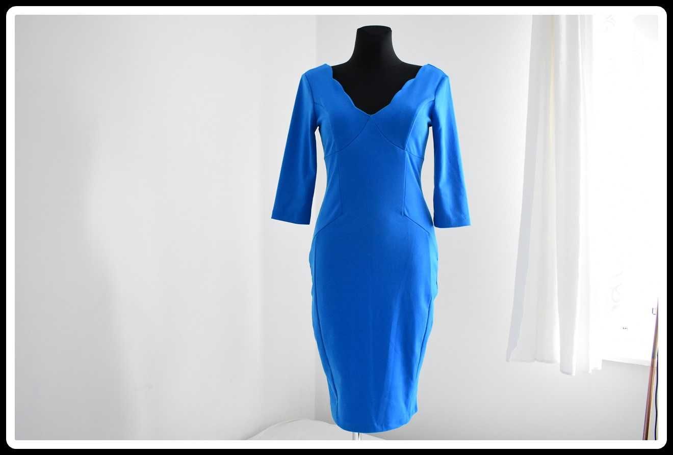 PAPAYA - piekna niebieska sukienka 38 M.
