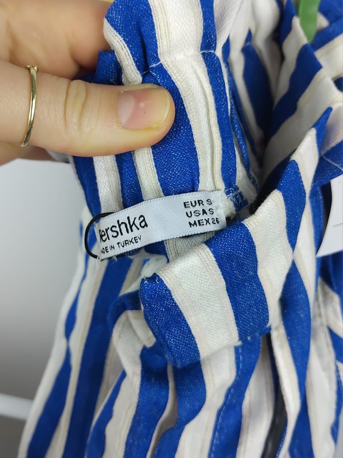 Lniane spodnie w paski paperbag chinosy bawełniane wiskozowe nowe S 36