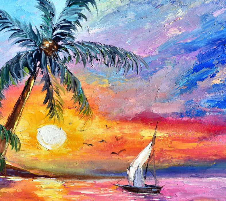 Морський пейзаж, двп, 30х30