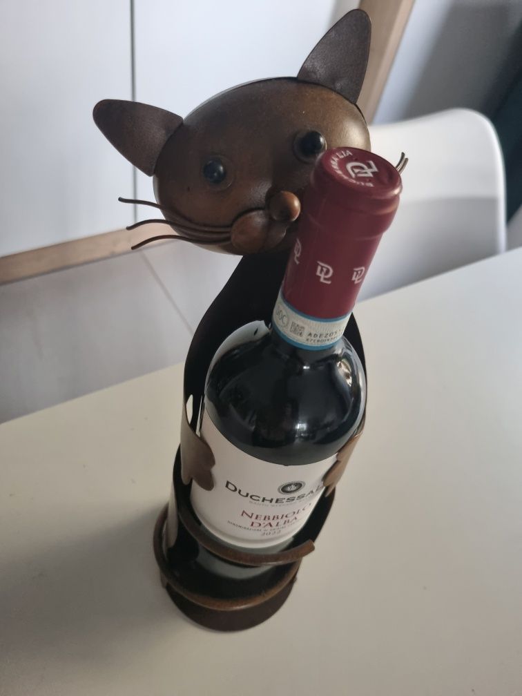 Stojak na wino z motywem kota