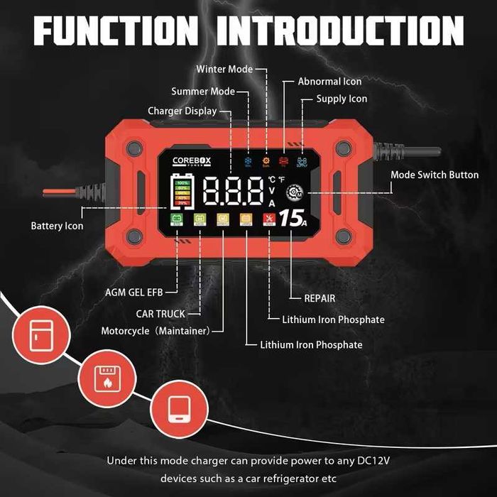 Зарядное устройство автомобильное Corebox 12V 15А