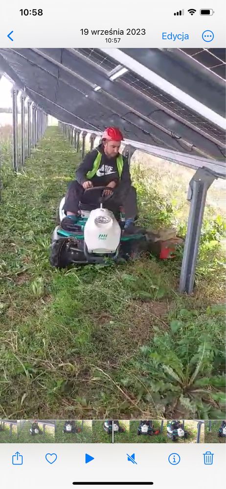 Koszenie trawy, równanie terenu na farmach fotowoltaicznych