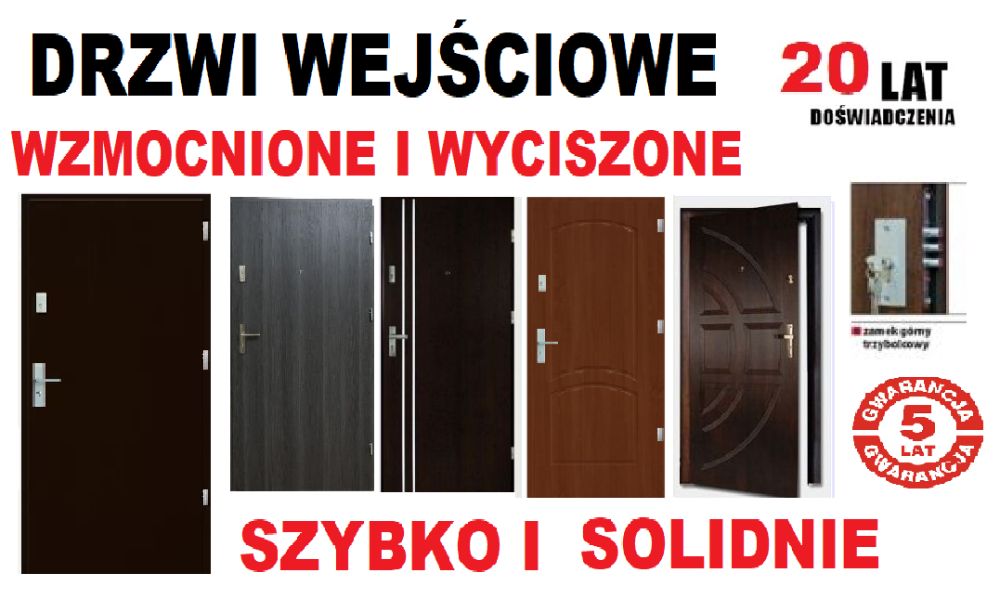 Drzwi wejściowe ZEWNĘTRZNE z montażem drewniane-metalowe do mieszkania
