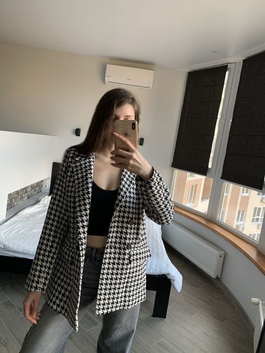 Твідовий піджак у принт гусяча лапка S/M • Останні одиниці!