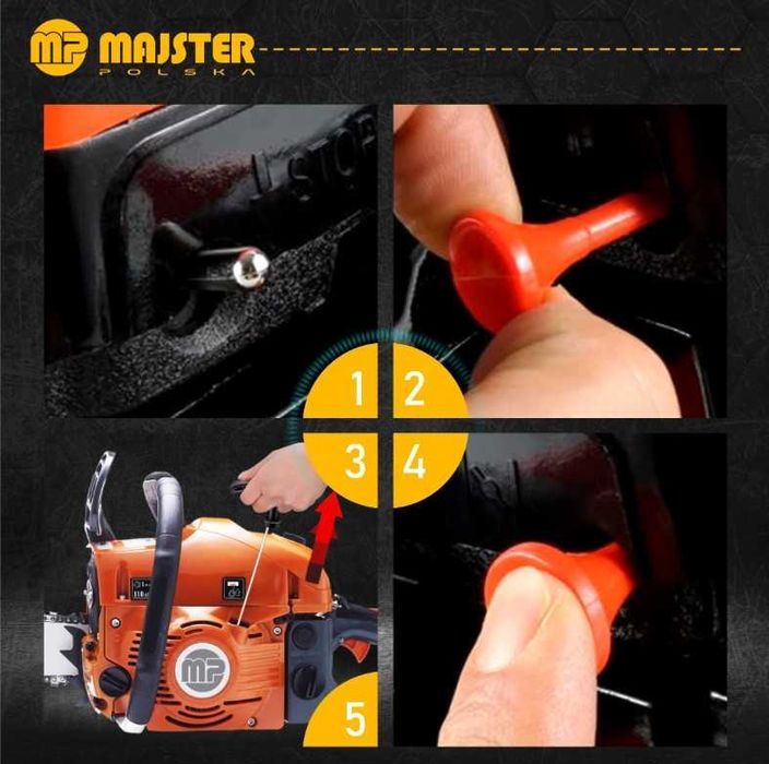 Zestaw XXL Piła Spalinowa Majster Polska 5.7KM Łańcuchowa Pilarka Nowa