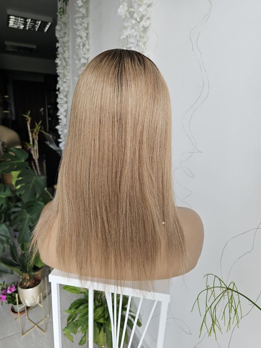 Tupet topper z włosów naturalnych Karina z grzywką blond