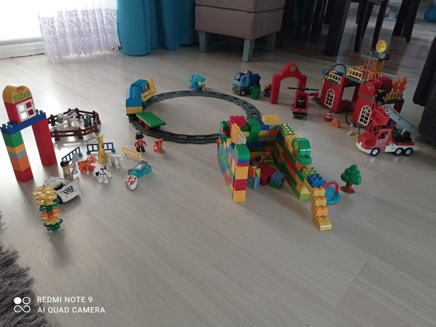 LEGO Duplo mega zestaw zoo remiza strażacka pojazdy tory śmieciarka