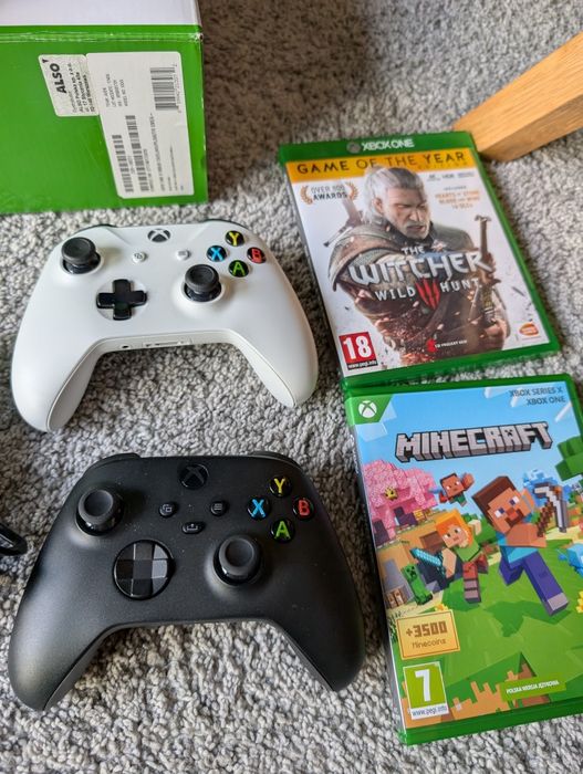 Konsola Xbox S 512 z napędem + 2 pady + Minecraft Wiedźmin ideał