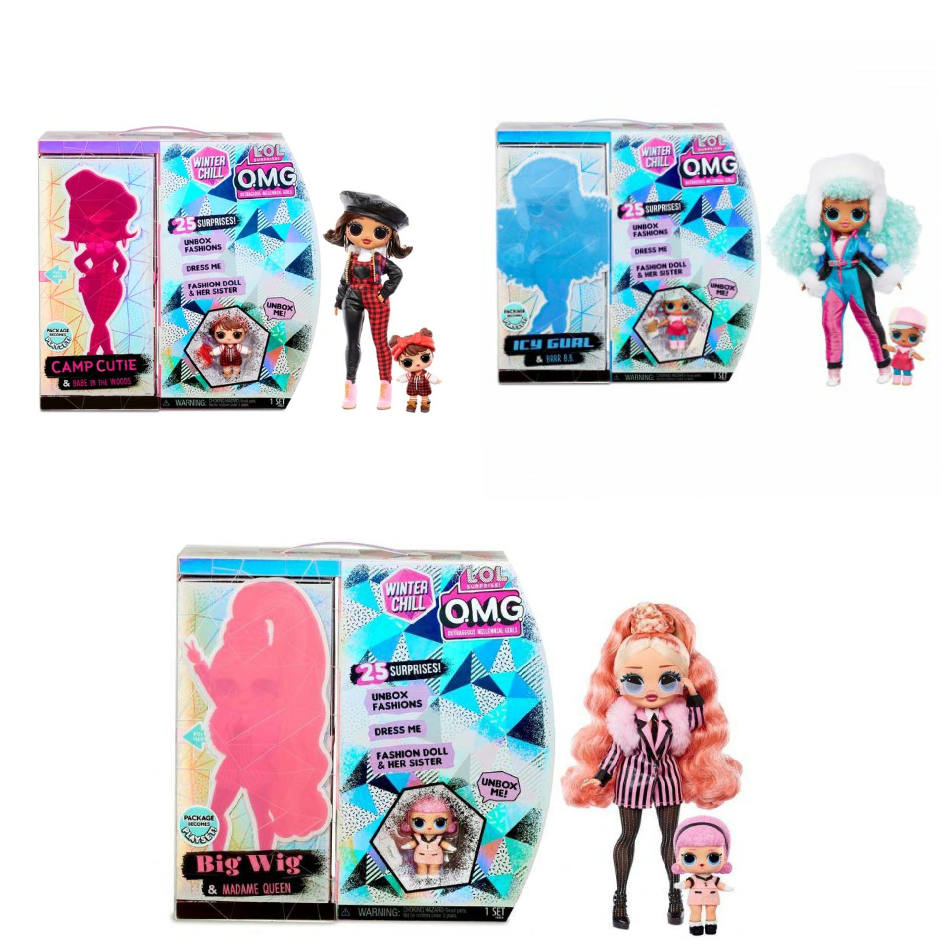 Seria Winter Lalka Lol SURPRISE O.M.G. OMG Big Wig Campcutie Ice Gyrl