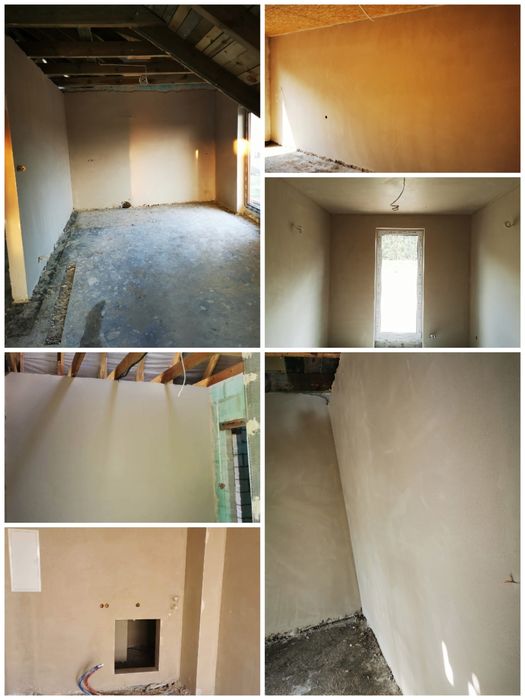 Tynki, gipsowe, cementowo wapienne, posadzki betonowe.