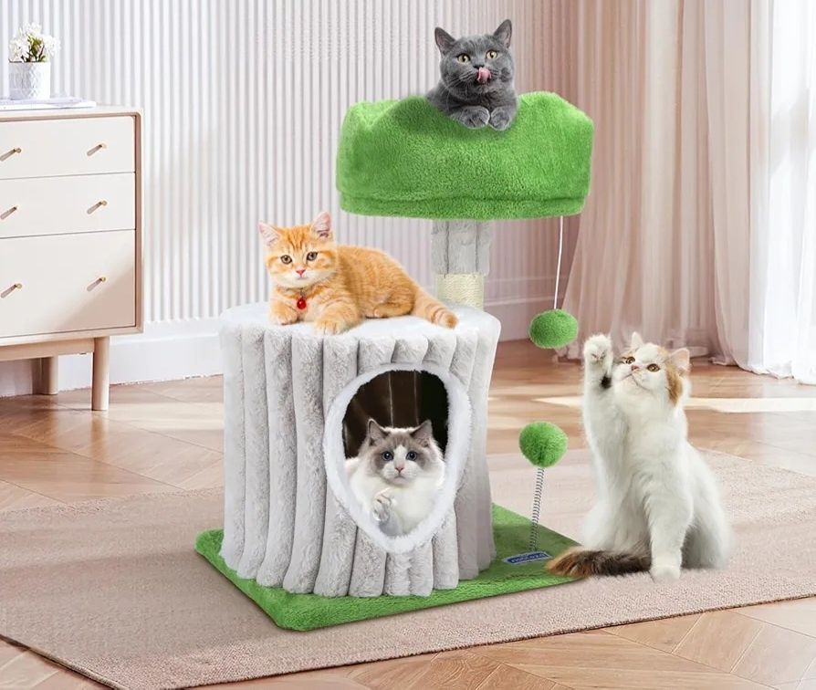 Arranhador para gato - verde e cinzento