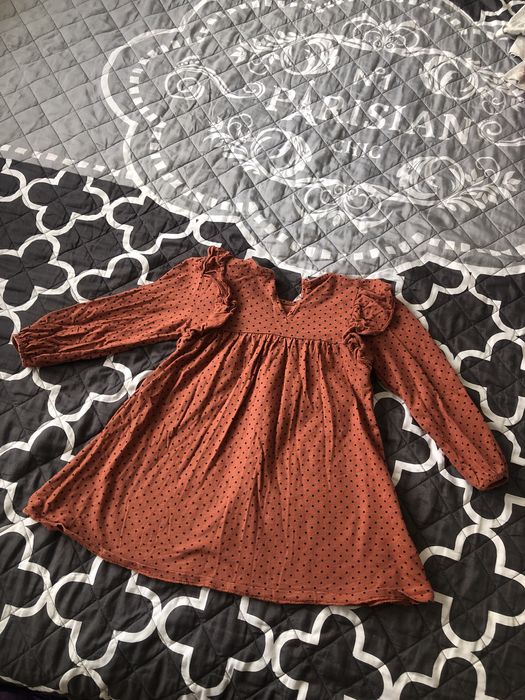 Sukienka/ tunika długi rękaw brązowa rozmiar 110/116