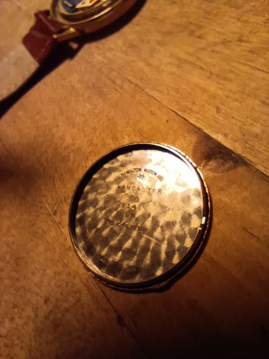 Hamilton męski, nowy pasek, pozłacany 10K G.filled