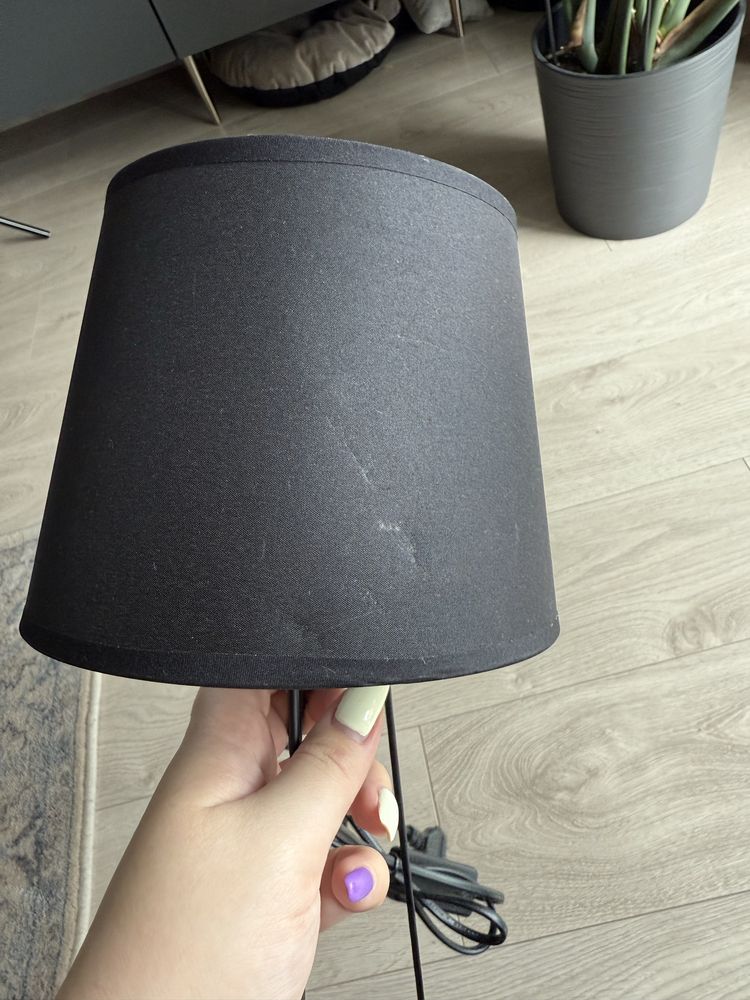 Lampa nocna stołowa czarna lampka loft z abażurem nowa