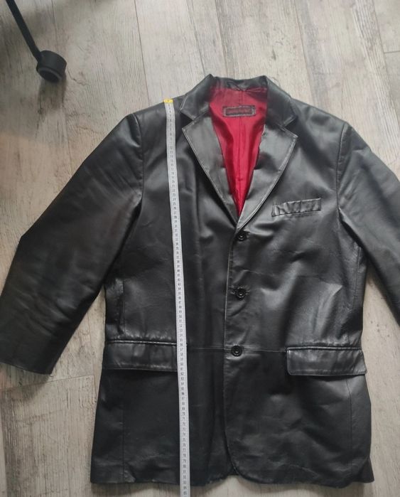 Oryginalna skórzana kurtka Pierre Cardin czarna