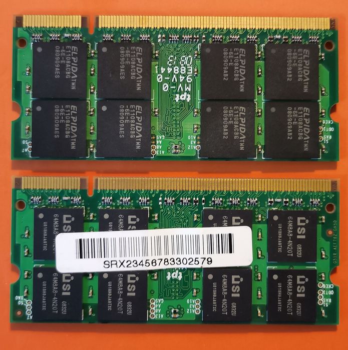 2x Unifosa GDDR 2-667, 1x2GB and 1x1GB, 200-pin for Laptops64575344416385121