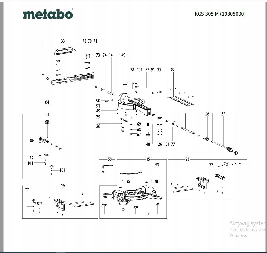 Wkładka stołu Metabo KGS 305 M