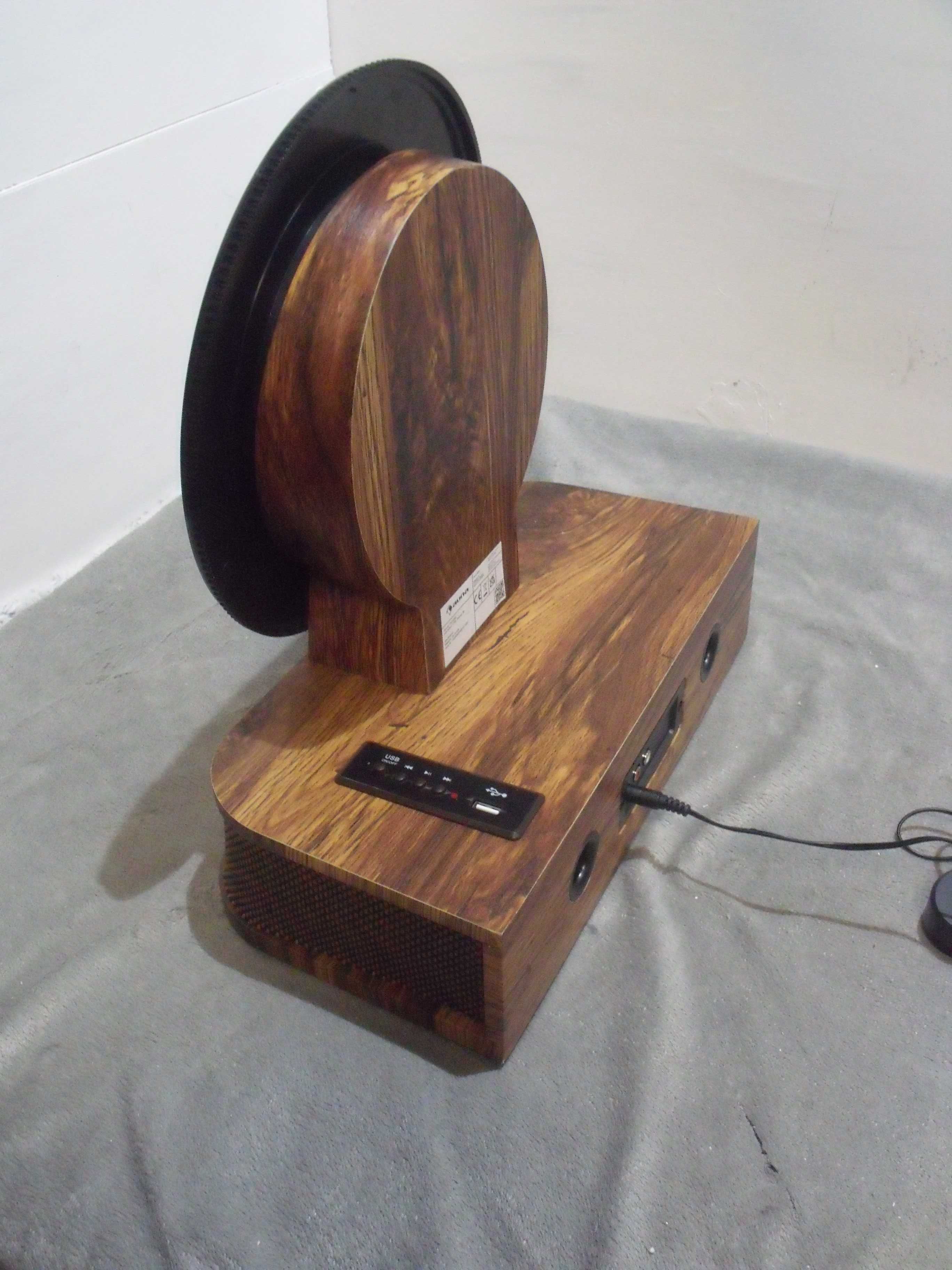 Gramofon pionowy retro, USB, Bluetooth, wyjście liniowe, drewno Auna