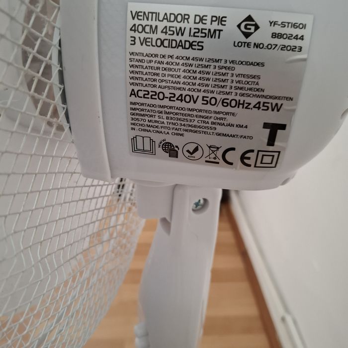 Ventilador de pie 40cm 45 w