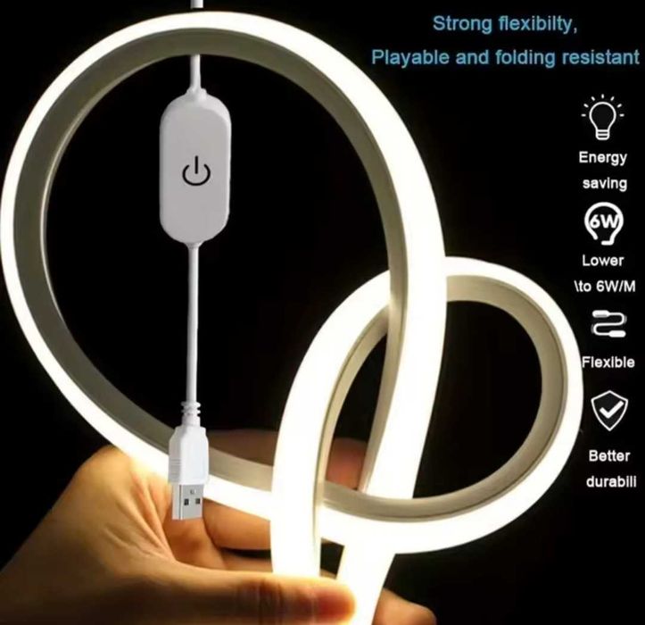 Світлодіодна 1м неонова стрічка холодне СІВ із сенсорним датчиком _usb