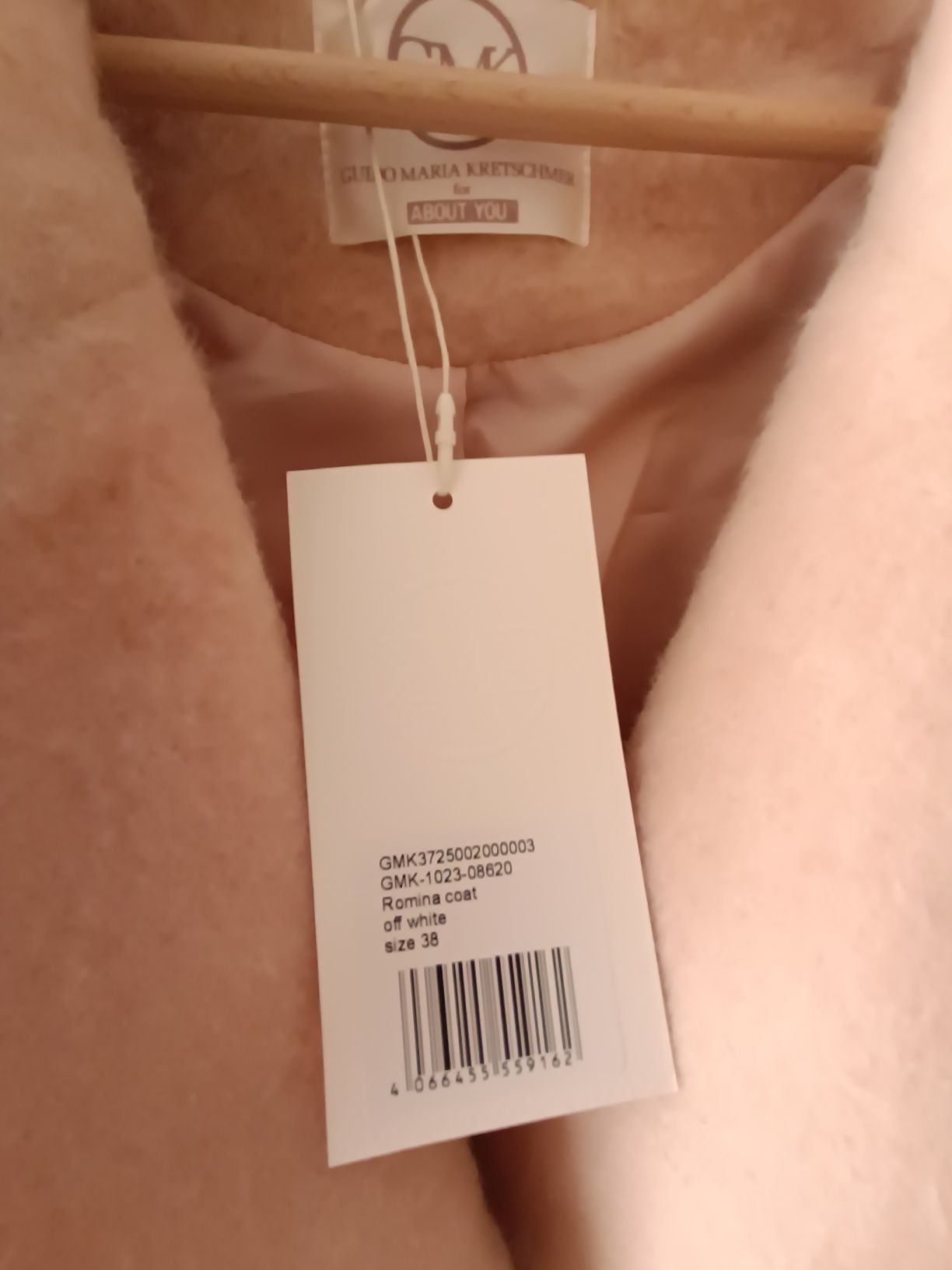 Wełniany ciepły midi damski płaszcz pudrowy róż jasny łosoś 38 M