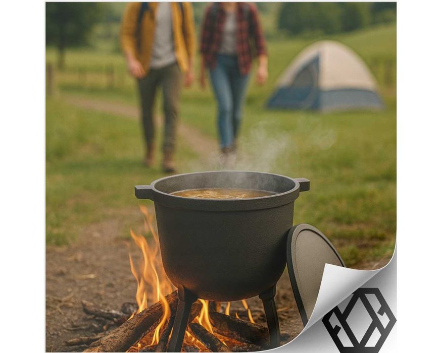 Kociołek Żeliwny 8L Myśliwski Garnek Węgierski Na Ognisko Grill