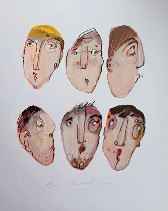 Bracia Boys akryl oryginalne malarstwo portret Chaber Art a3 rysunek