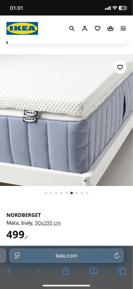 IKEA Materac nawierzchniowy topper JAK NOWY 90x200 super wygodny