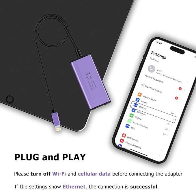 Adapter Lightning na Ethernet 1000 Mb/s 2 w 1 do iPhone iPad (187b)