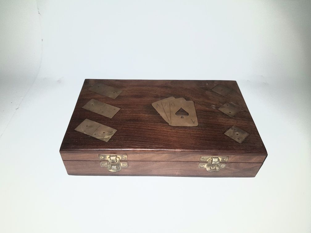 Jogos mesa (caixa madeira/latão)
