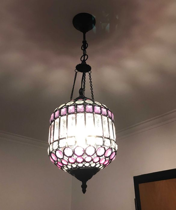 Candeeiro de tecto em vidro e metal