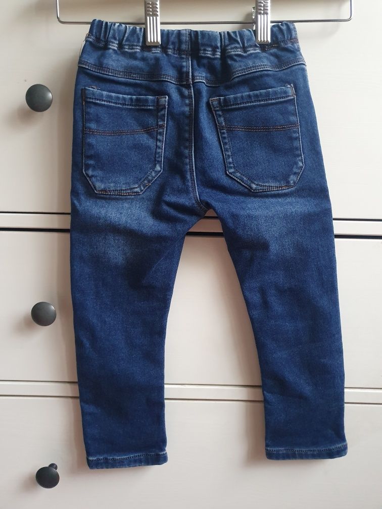 92/98 NEXT jeans ciepłe na gumce