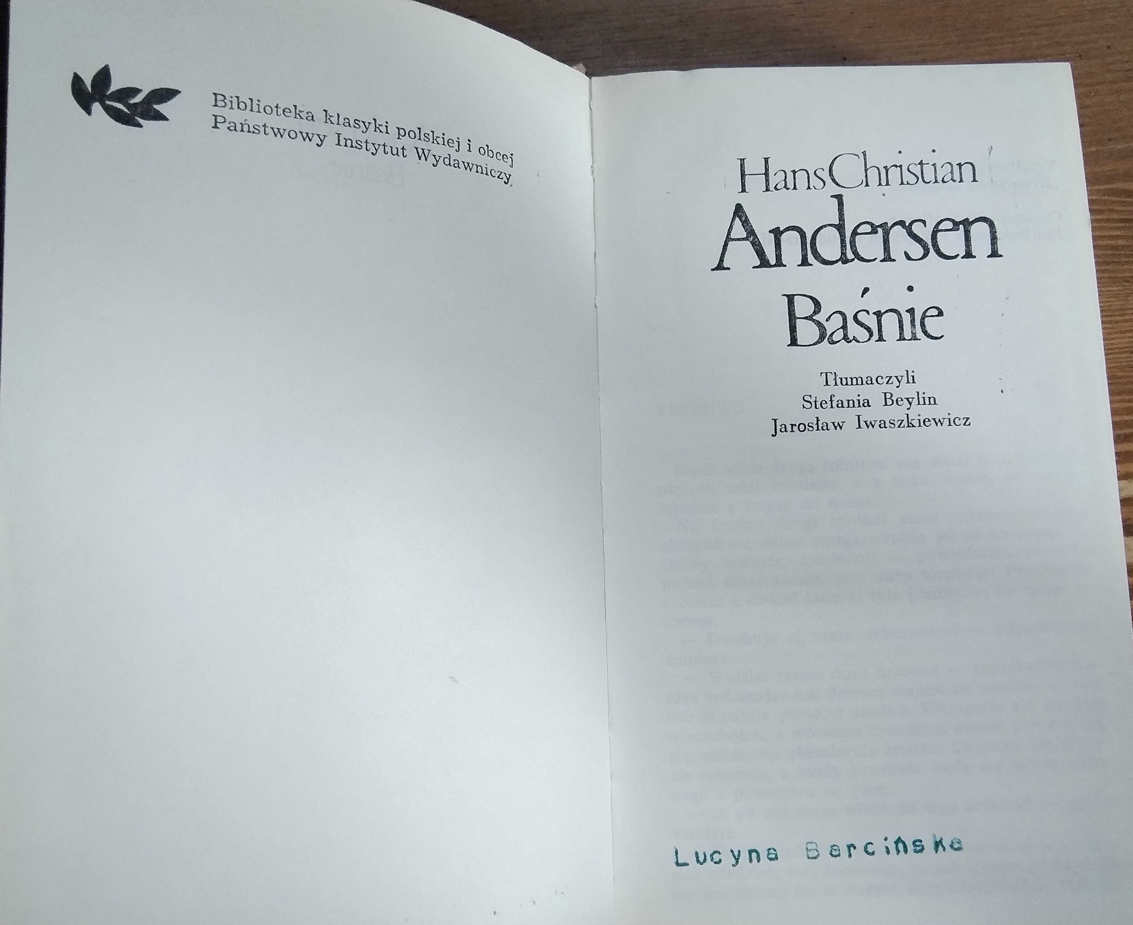 Hans Andersen - Baśnie, Biblioteka klasyki polskiej i obcej  PIW, 1974